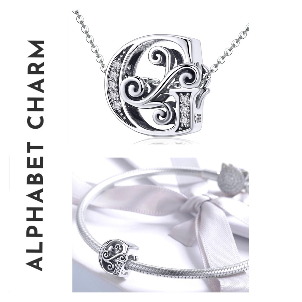 🐘🐘 S925 Sterling Silver Diamond Letter “G” Charm